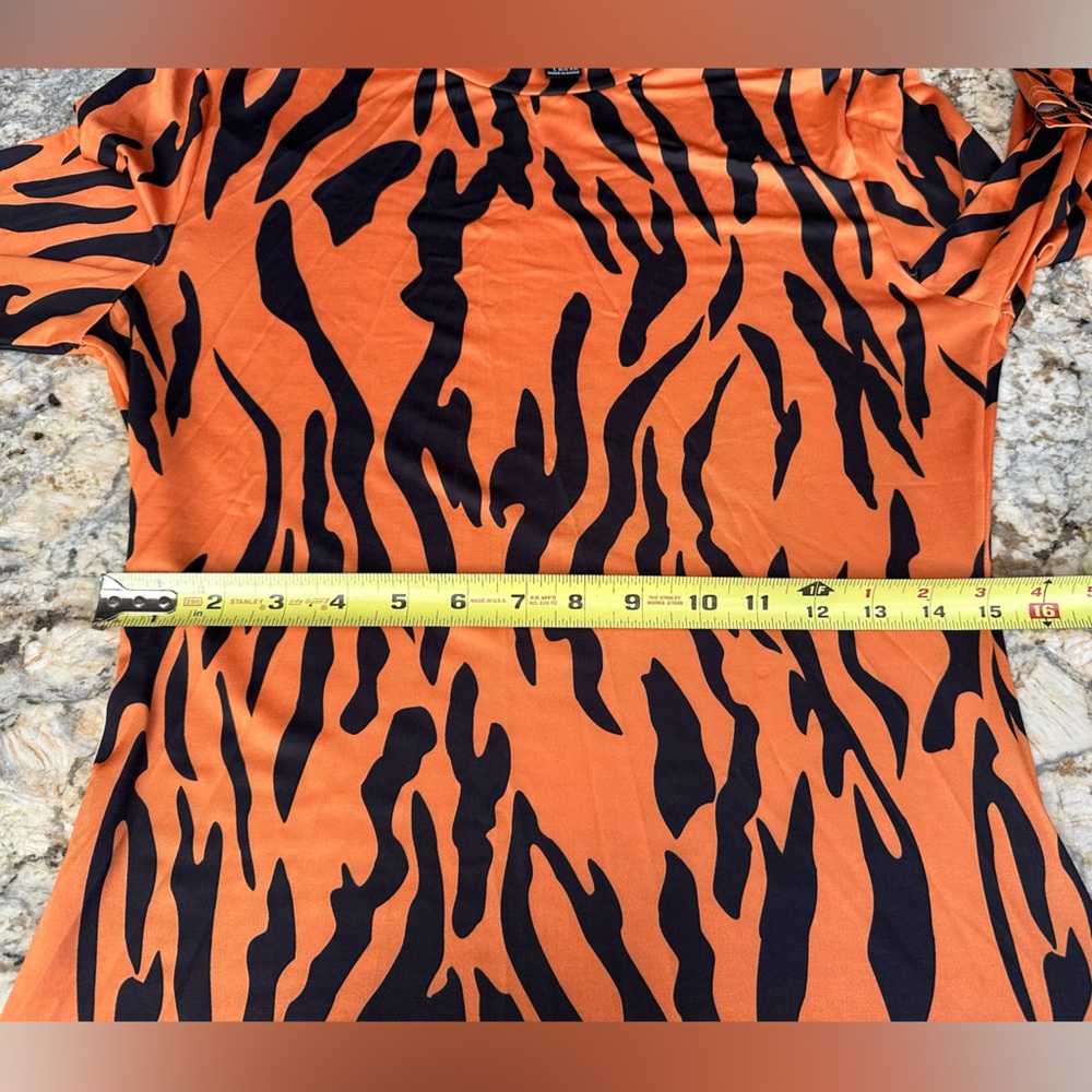 SHEIN sz LG long sleeve tiger print midi dress stretchy Halloween costume - Picture 7 of 9